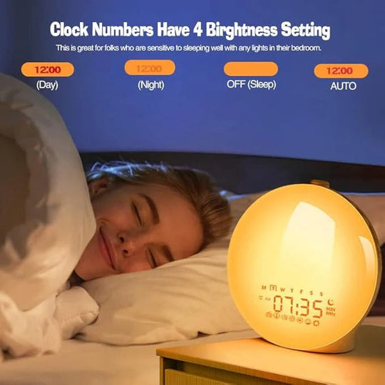 Alarm Clock with Adjustable Sound and Light Settings