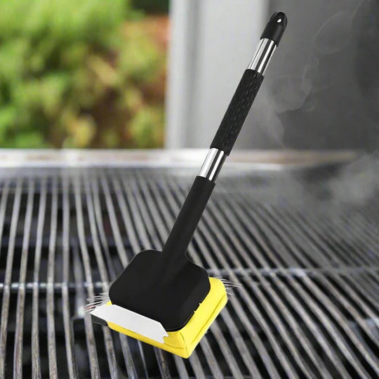 Grill Brush with Steam Cleaning and Scraper Tool