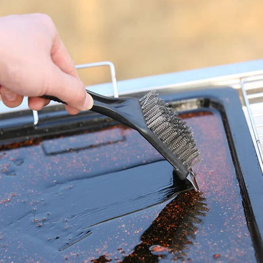 Grill Brush with Stainless Steel Bristles and Scraper