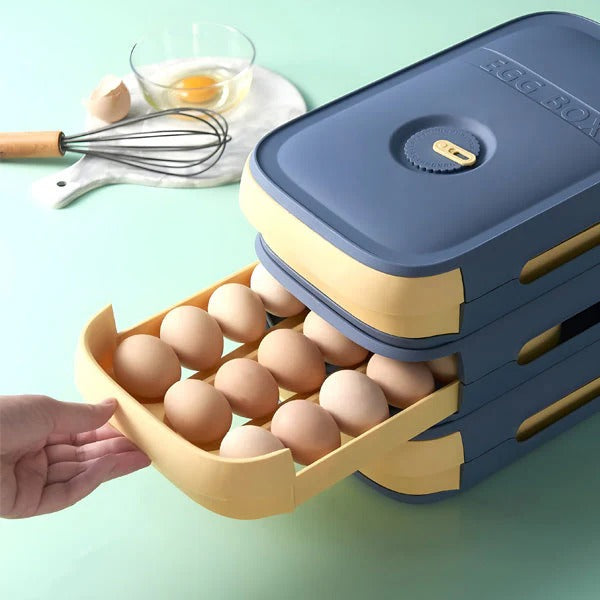 Egg Storage Container with Stackable Design and Lid
