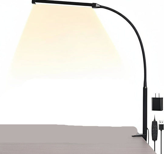 Desk Lamp with Gooseneck Clamp and Adjustable Brightness