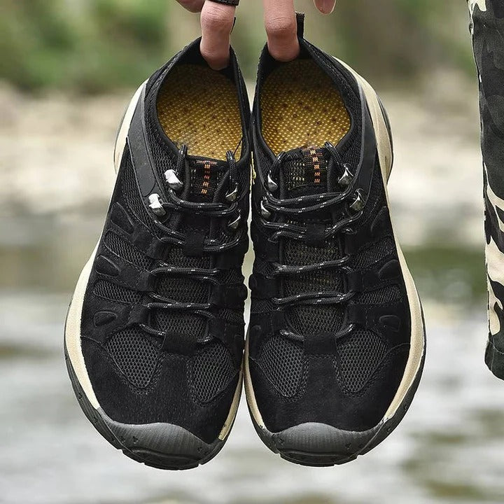 Hiking Shoes with Leather Upper and Mesh Design