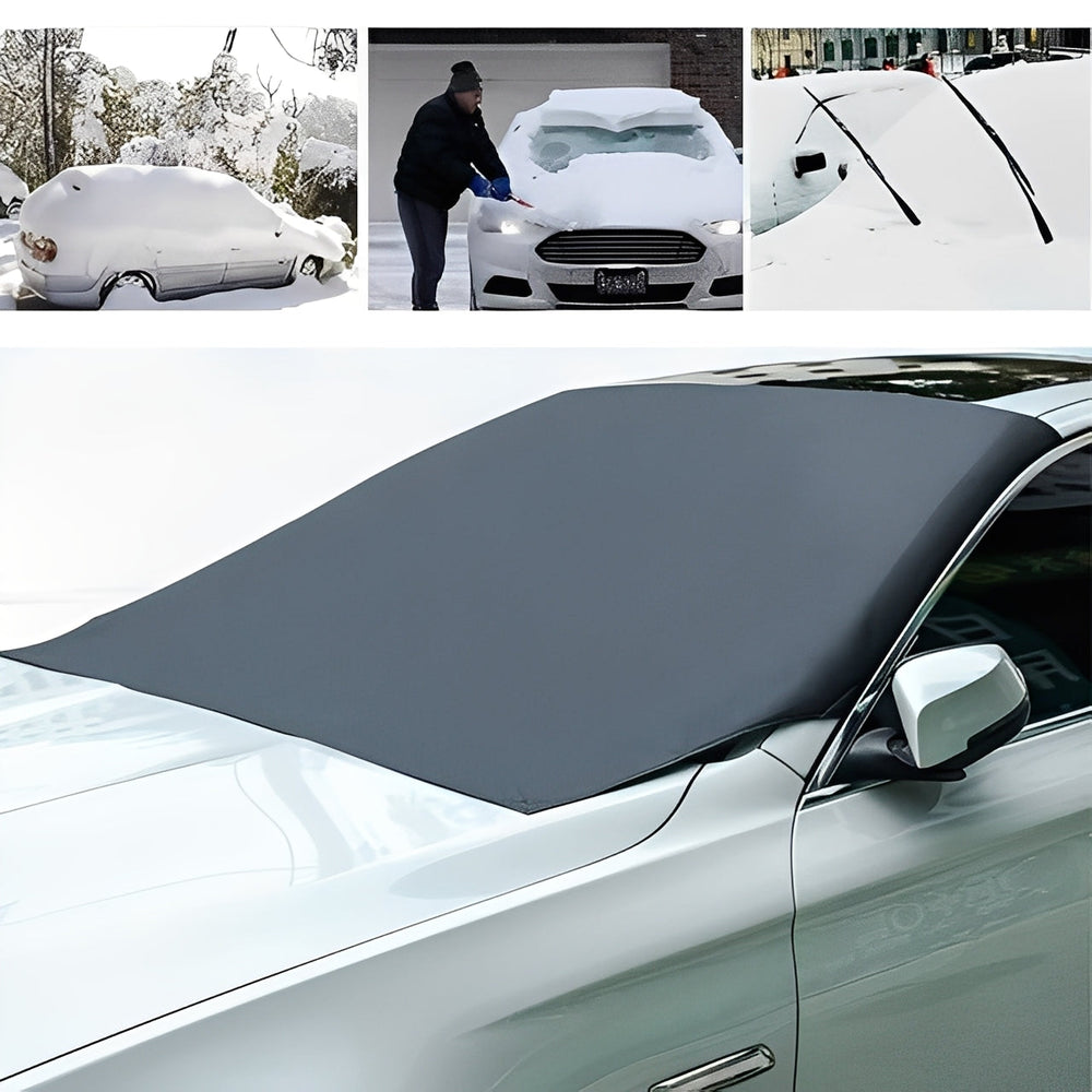 Windshield Cover with Magnetic Fasteners and Storage Pouch