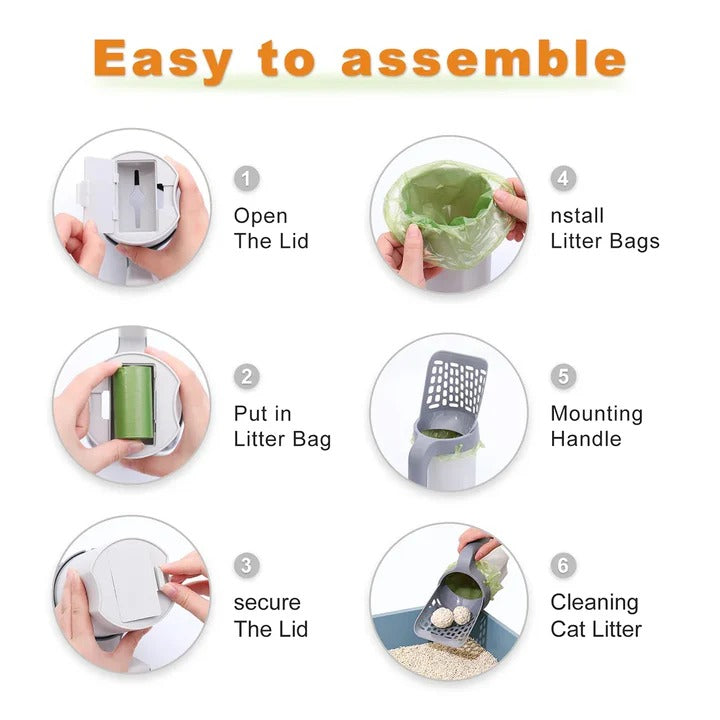 Cat Litter Scoop with Waste Container and Sifter