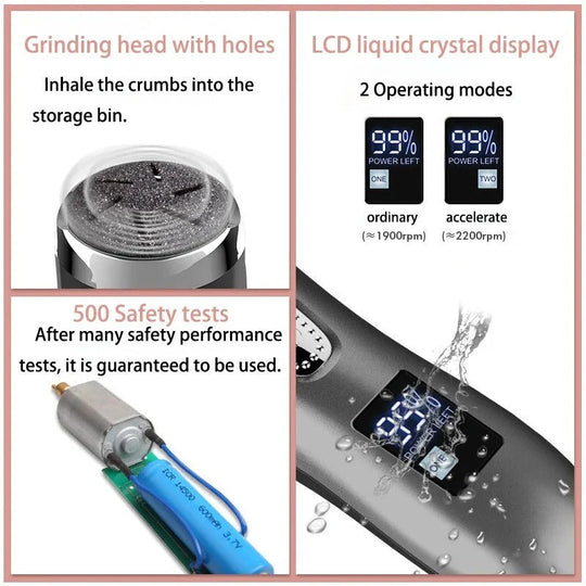 Electric Foot File with Rechargeable Battery and Rotating Head