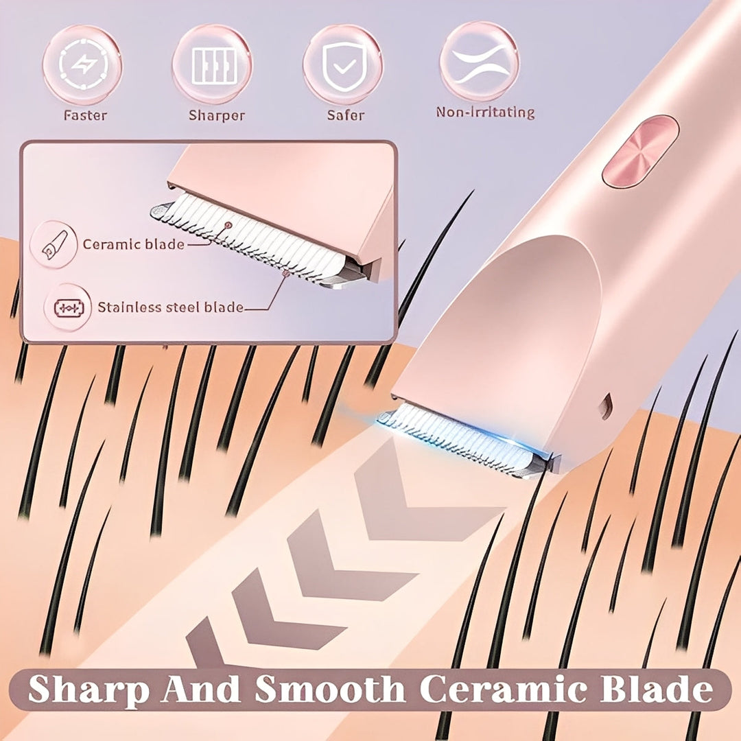 Women's Electric Shaver with Interchangeable Heads and Ergonomic Design