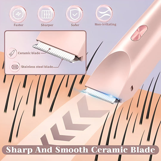 Women's Electric Shaver with Interchangeable Heads and Ergonomic Design