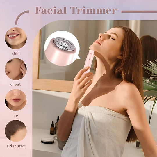 Women's Electric Shaver with Interchangeable Heads and Ergonomic Design