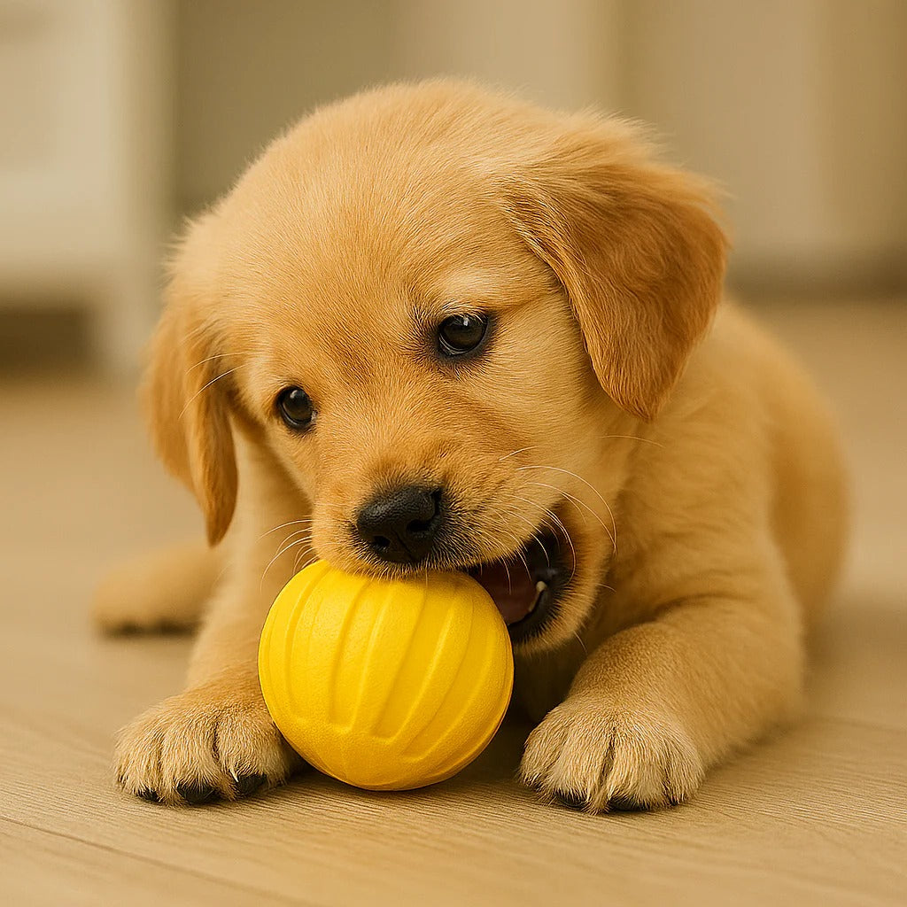 Dog Toy with Grooved Surface and Bouncy Design