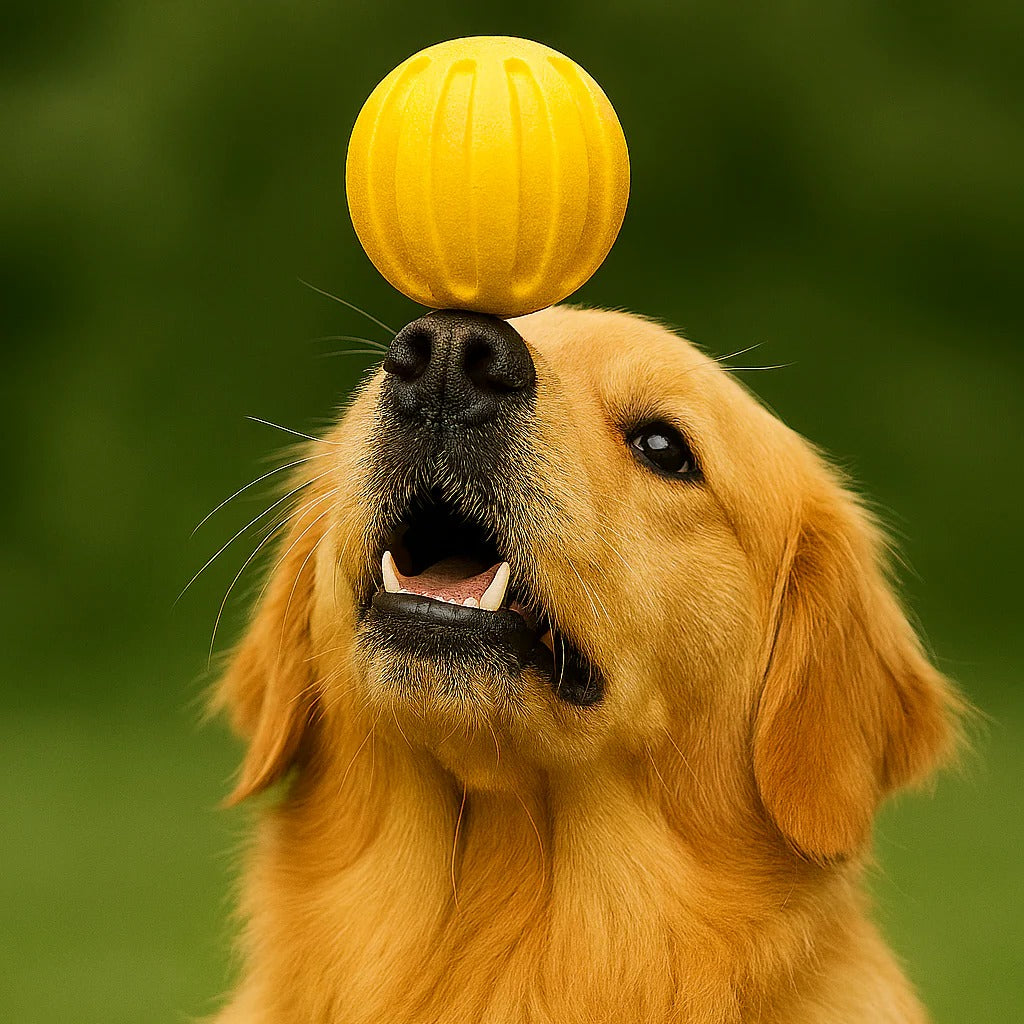 Dog Toy with Grooved Surface and Bouncy Design