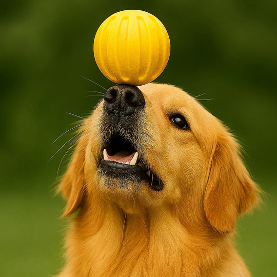 Dog Toy with Grooved Surface and Bouncy Design