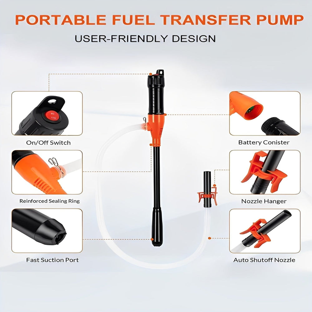 Fuel Transfer Pump with Portable Battery Power and Electric Operation