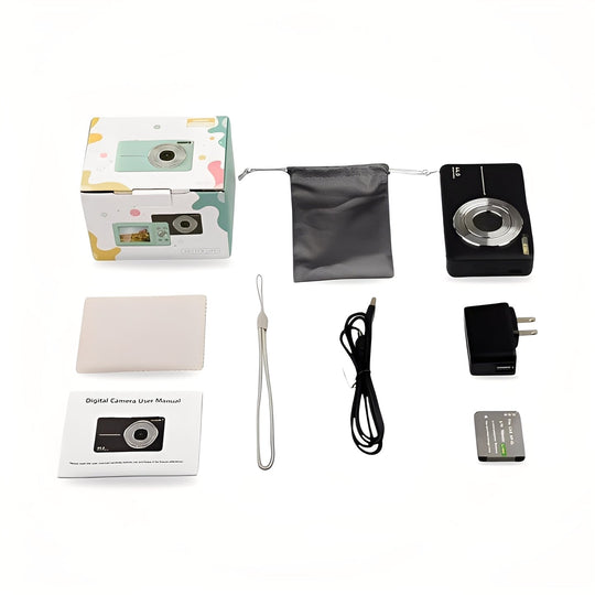 Digital Camera with Built-In Screen and Retro Design