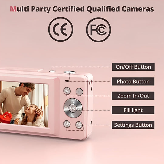Digital Camera with Built-In Screen and Retro Design