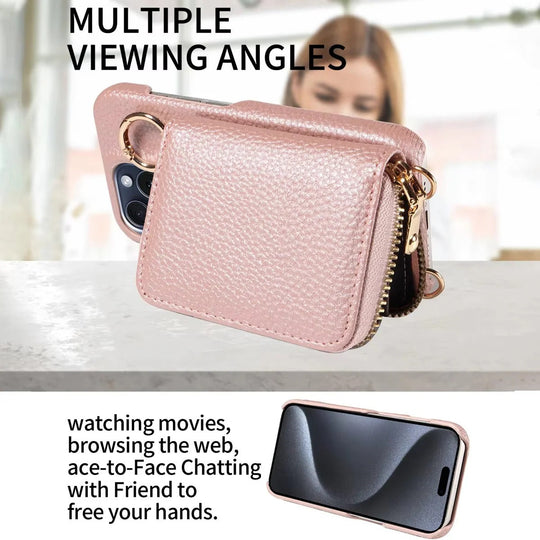 Wallet Case with Card Slots and Zipper Closure