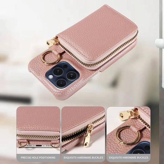 Wallet Case with Card Slots and Zipper Closure