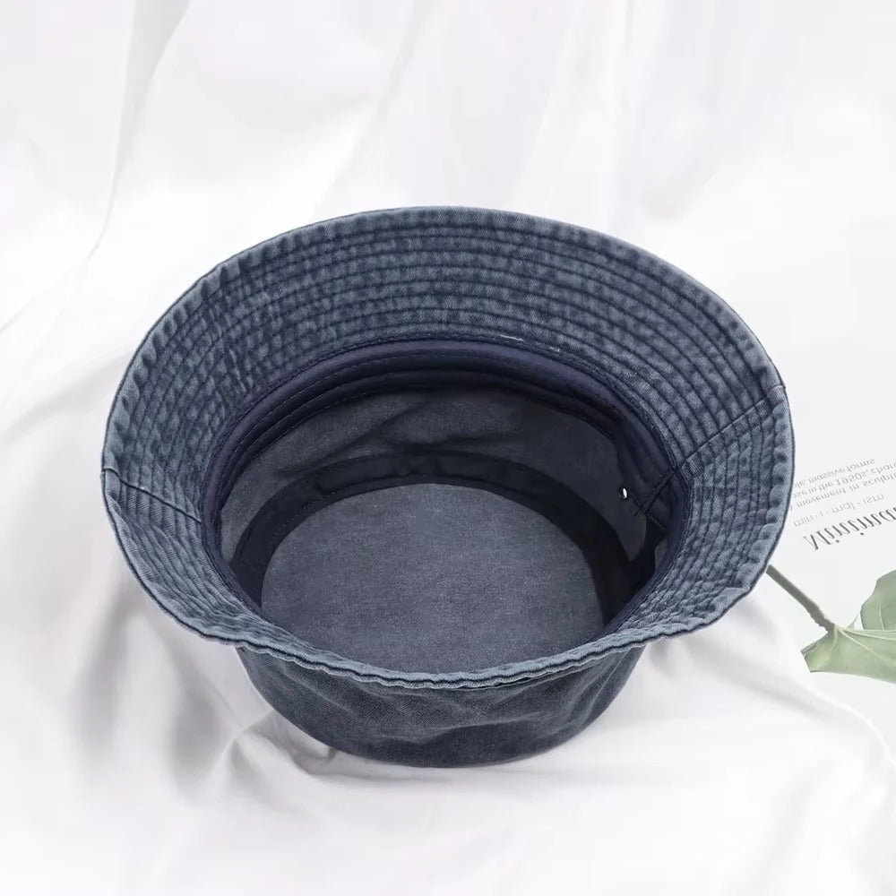 Denim Bucket Hat with Foldable Design and Cotton Comfort