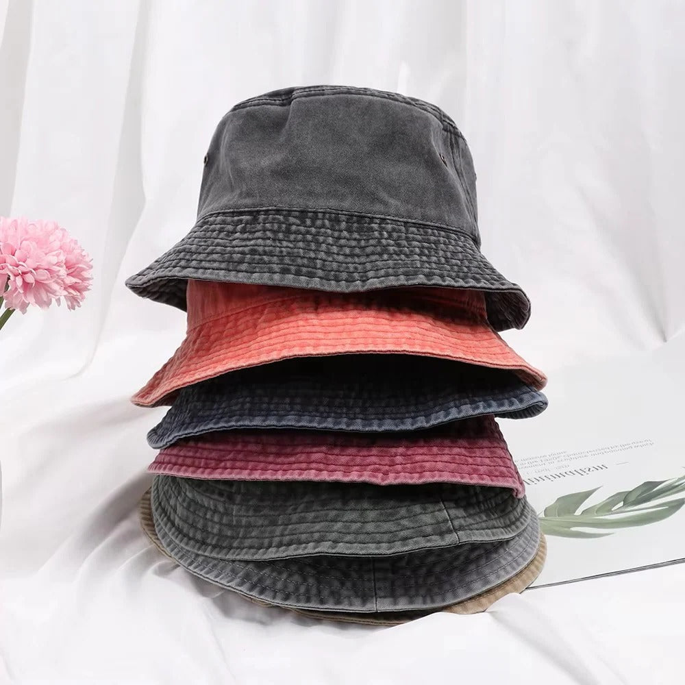 Denim Bucket Hat with Foldable Design and Cotton Comfort
