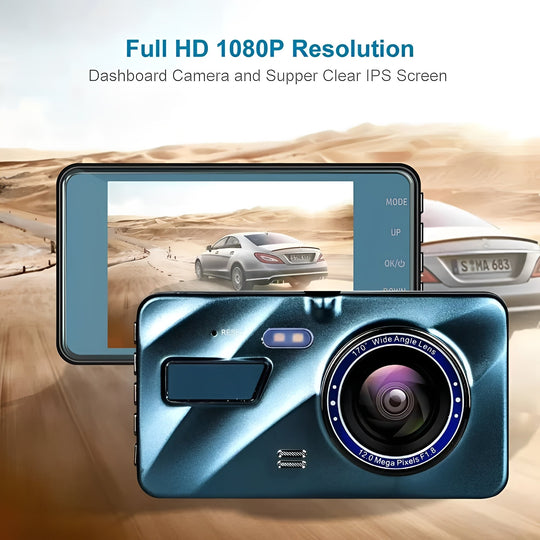 Dash Cam with Dual Lenses and 4-Inch Display