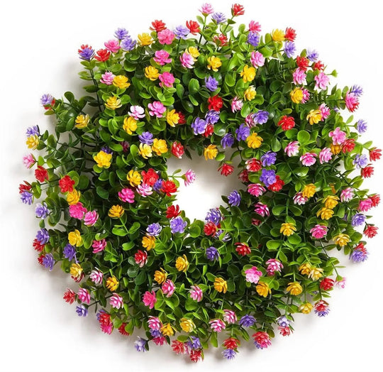 Floral Wreath with Artificial Flowers and Decorative Design