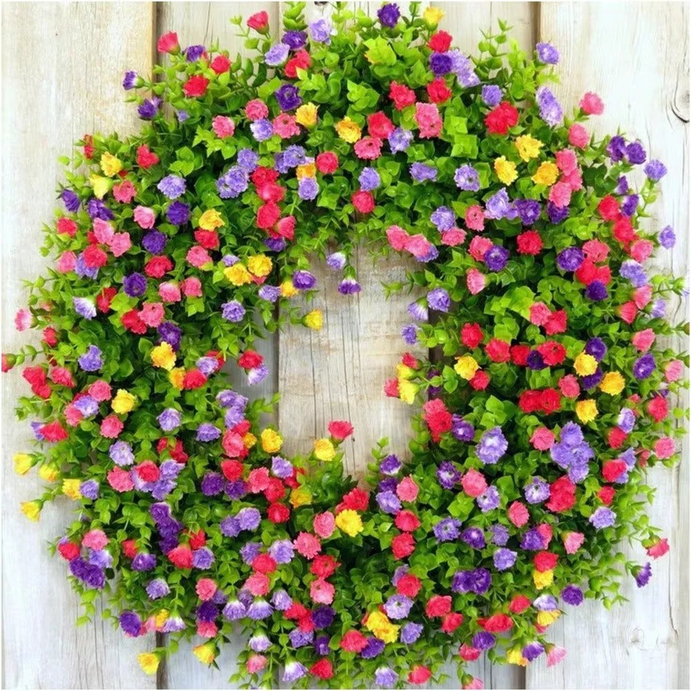 Floral Wreath with Artificial Flowers and Decorative Design