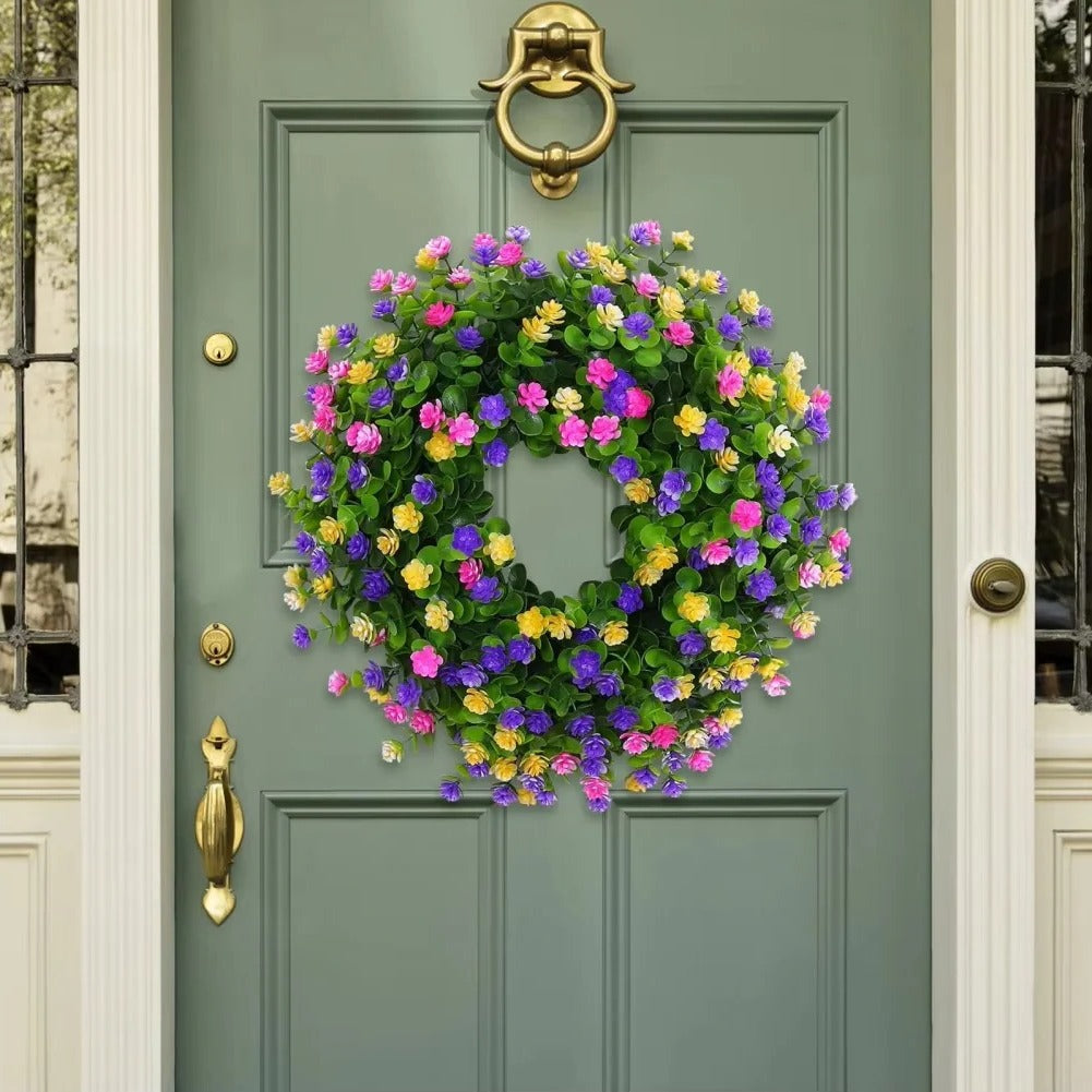 Floral Wreath with Artificial Flowers and Decorative Design