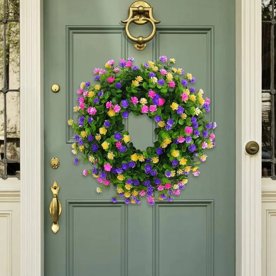 Floral Wreath with Artificial Flowers and Decorative Design
