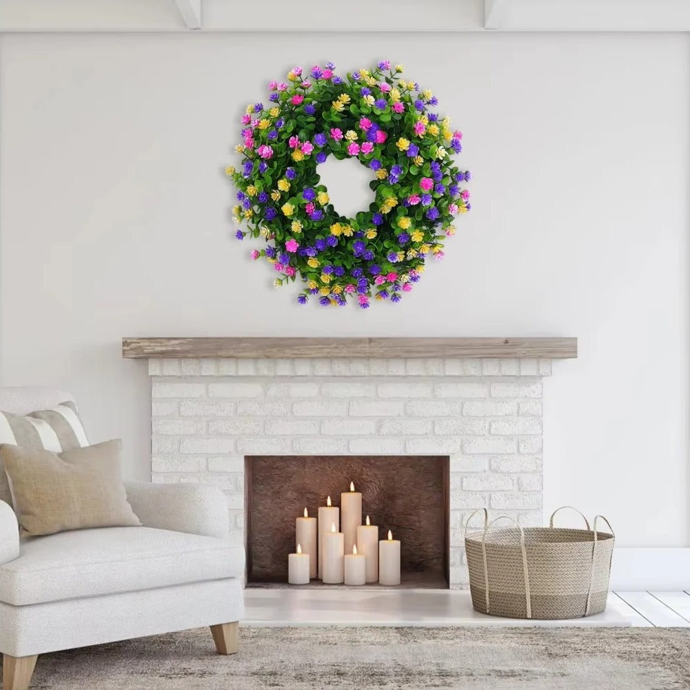 Floral Wreath with Artificial Flowers and Decorative Design