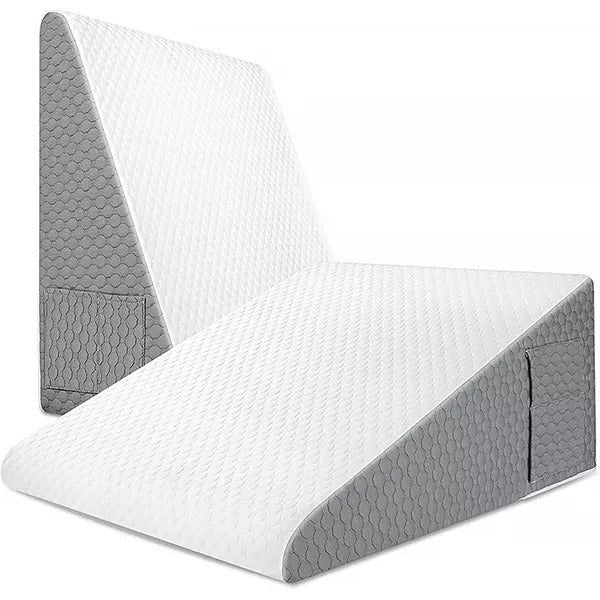 Wedge Pillow with Angled Support and Side Pockets