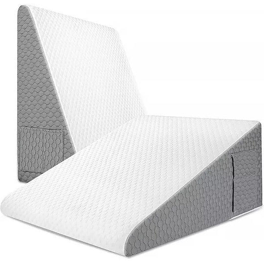 Wedge Pillow with Angled Support and Side Pockets