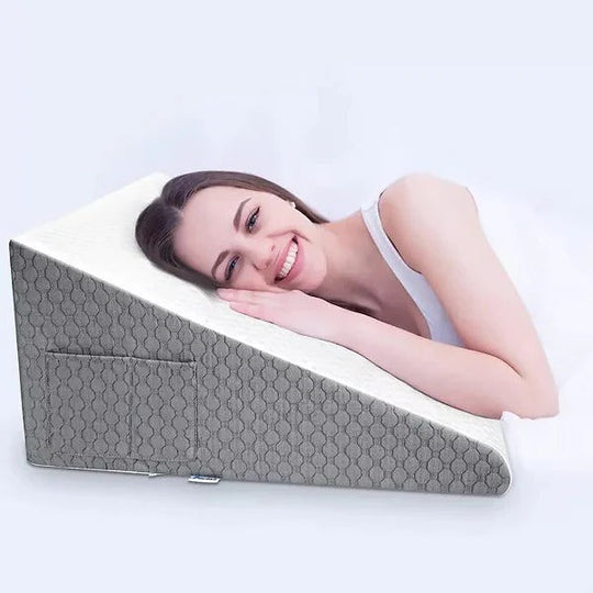 Wedge Pillow with Angled Support and Side Pockets