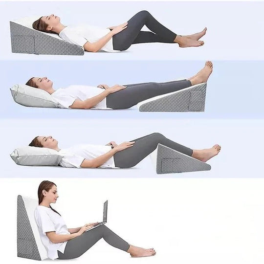 Wedge Pillow with Angled Support and Side Pockets
