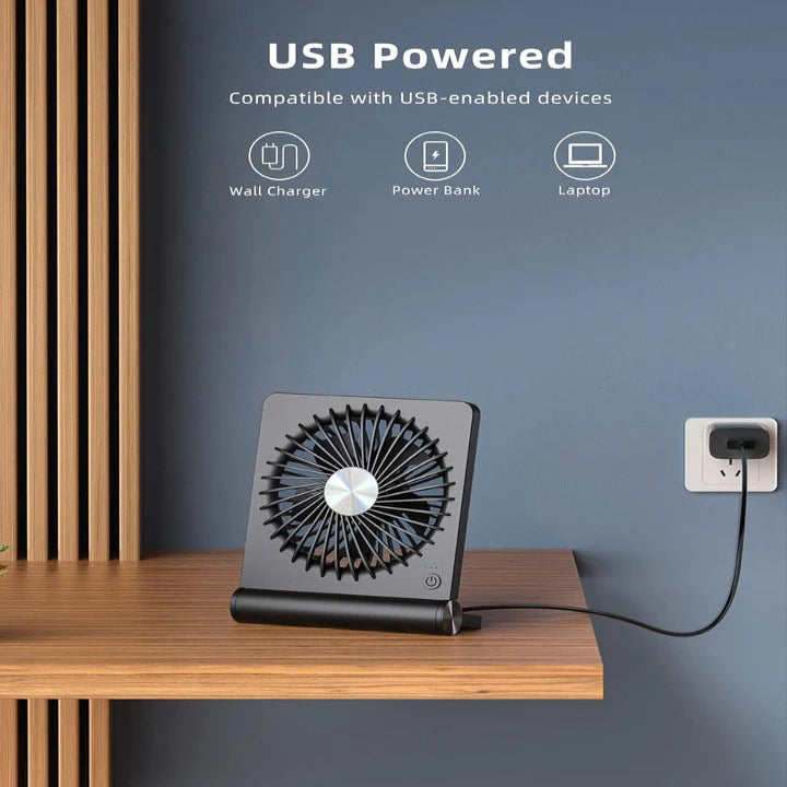 Desk Fan with USB Power and Adjustable Angle