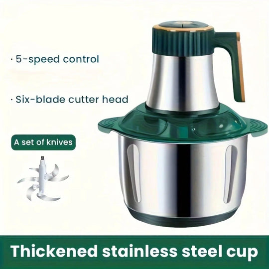 Food Chopper with Electric Operation and Stainless Steel Blades