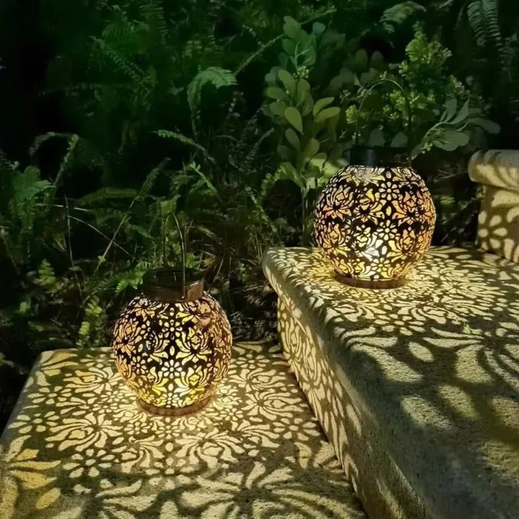 Garden Lantern with Solar Power and Decorative Design