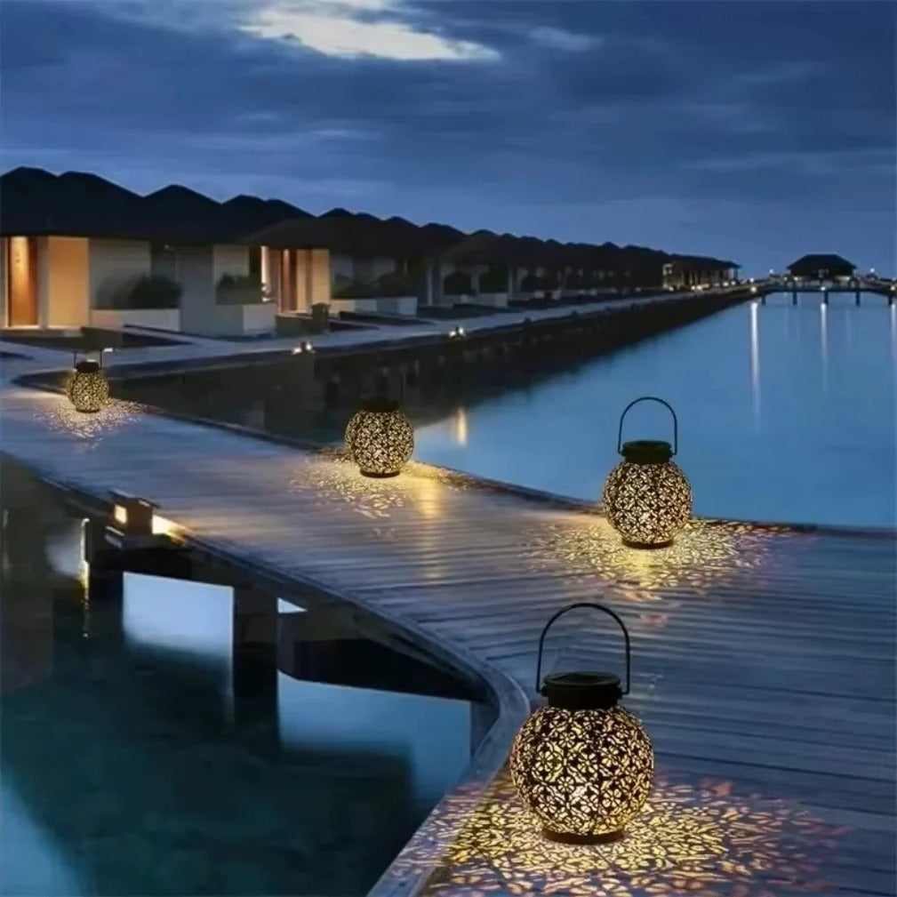 Garden Lantern with Solar Power and Decorative Design