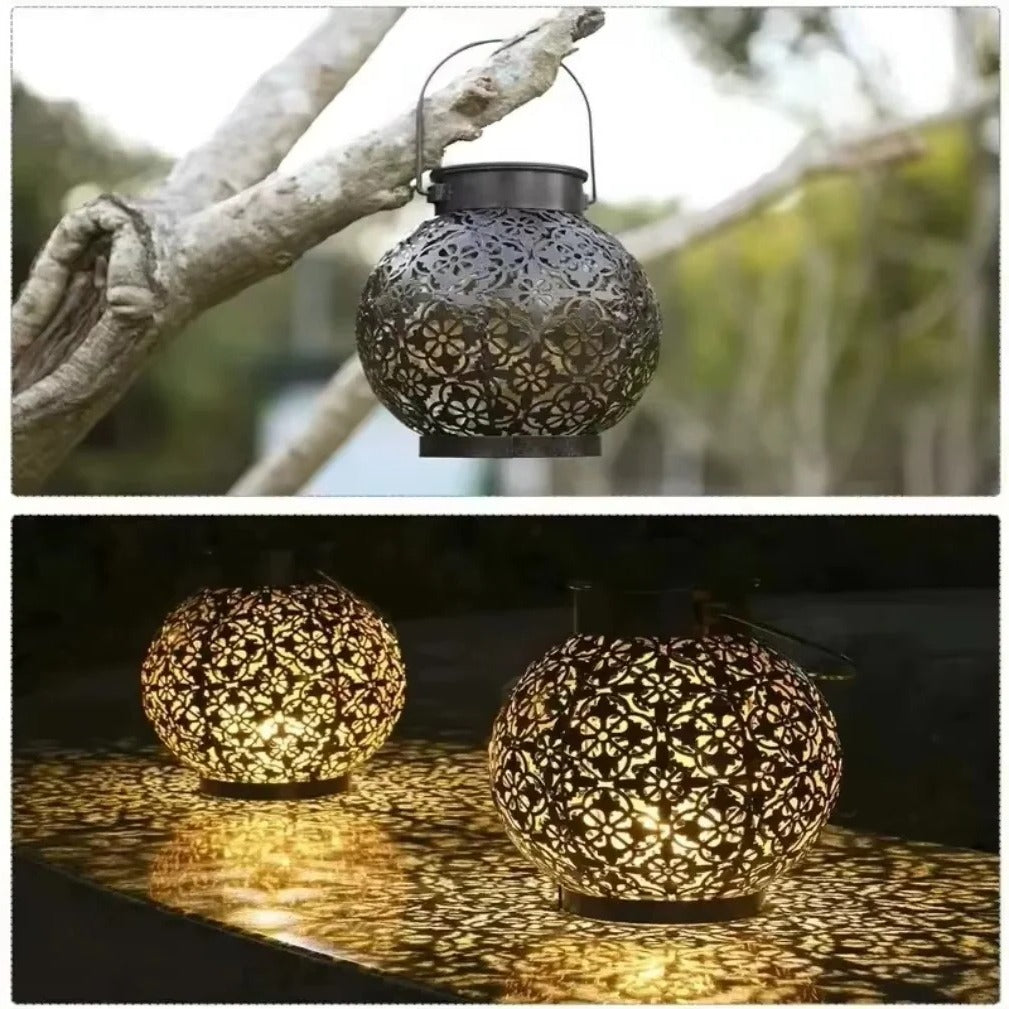 Garden Lantern with Solar Power and Decorative Design
