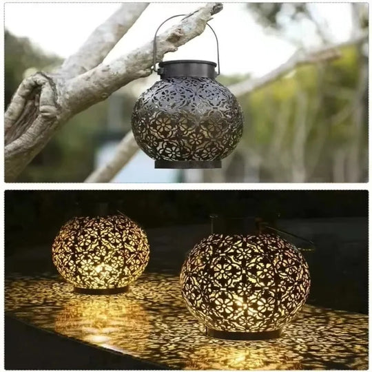 Garden Lantern with Solar Power and Decorative Design