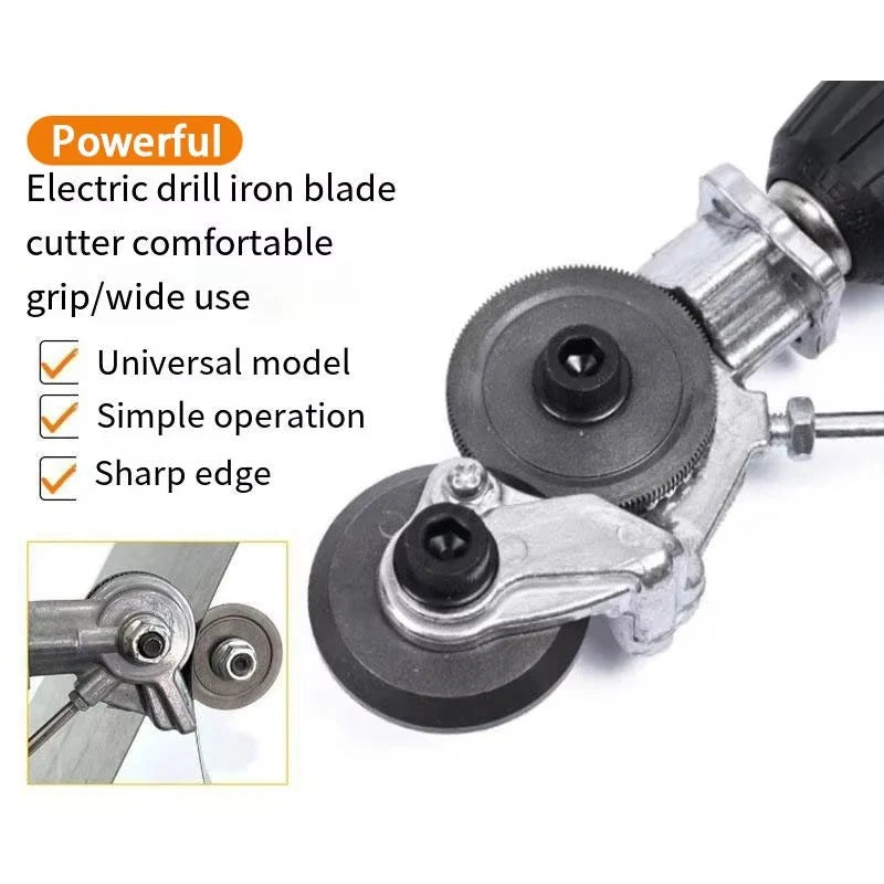 Electric Drill Attachment with Metal Cutting Blade and Precision Control