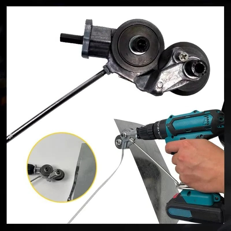 Electric Drill Attachment with Metal Cutting Blade and Precision Control