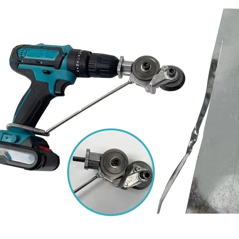 Electric Drill Attachment with Metal Cutting Blade and Precision Control