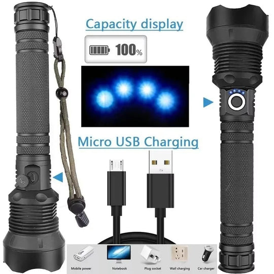 Flashlight with Adjustable Beam and USB Rechargeable