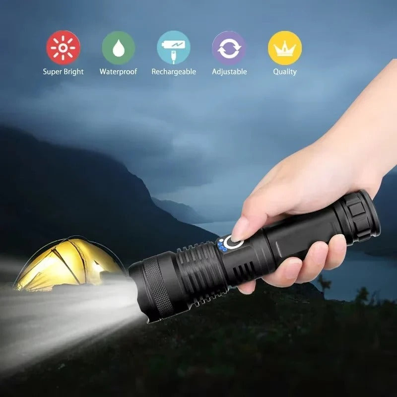 Flashlight with Adjustable Beam and USB Rechargeable
