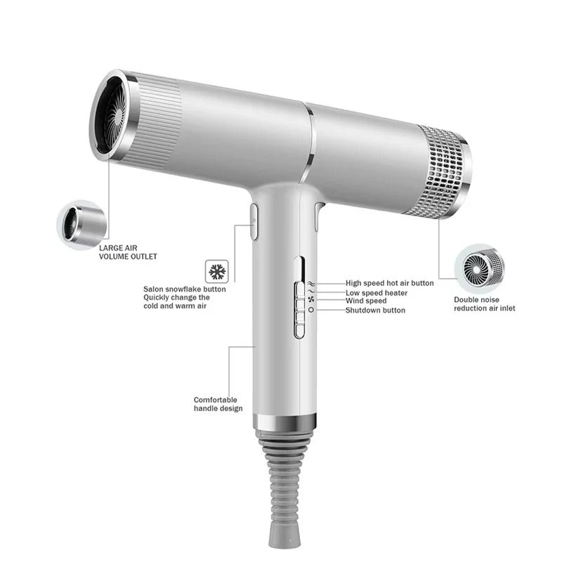 Hair Dryer with Lightweight Design and Precision Nozzle