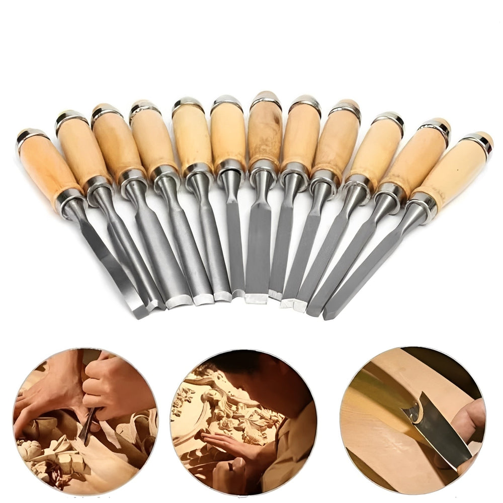 Carving Tools Set with 12 Knives and Chisels