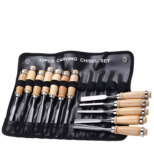 Carving Tools Set with 12 Knives and Chisels