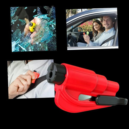 Car Safety Tool with Window Breaker and Seatbelt Cutter