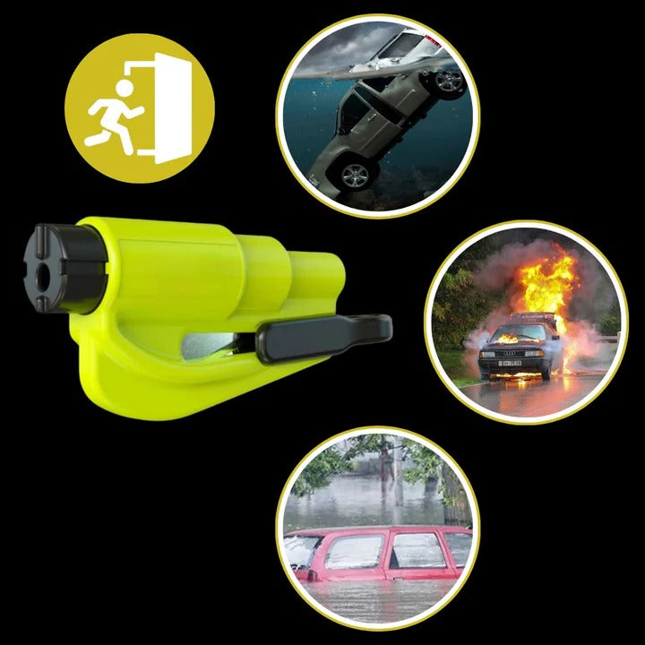 Car Safety Tool with Window Breaker and Seatbelt Cutter