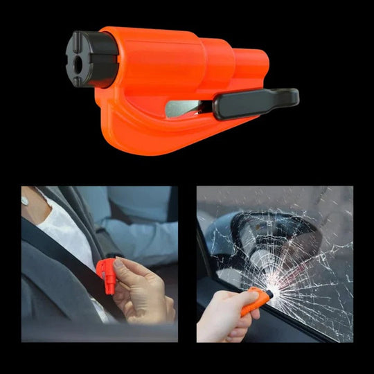 Car Safety Tool with Window Breaker and Seatbelt Cutter