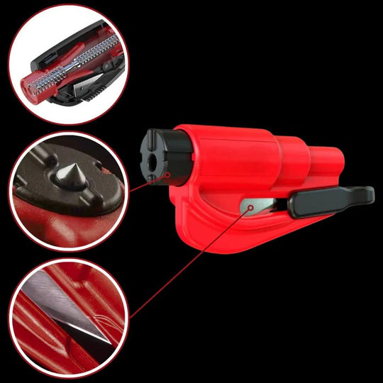 Car Safety Tool with Window Breaker and Seatbelt Cutter
